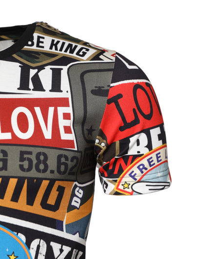 Multicolor Patchwork Cotton Crew Neck T-shirt-Dolce & Gabbana-LabelTerrace.com