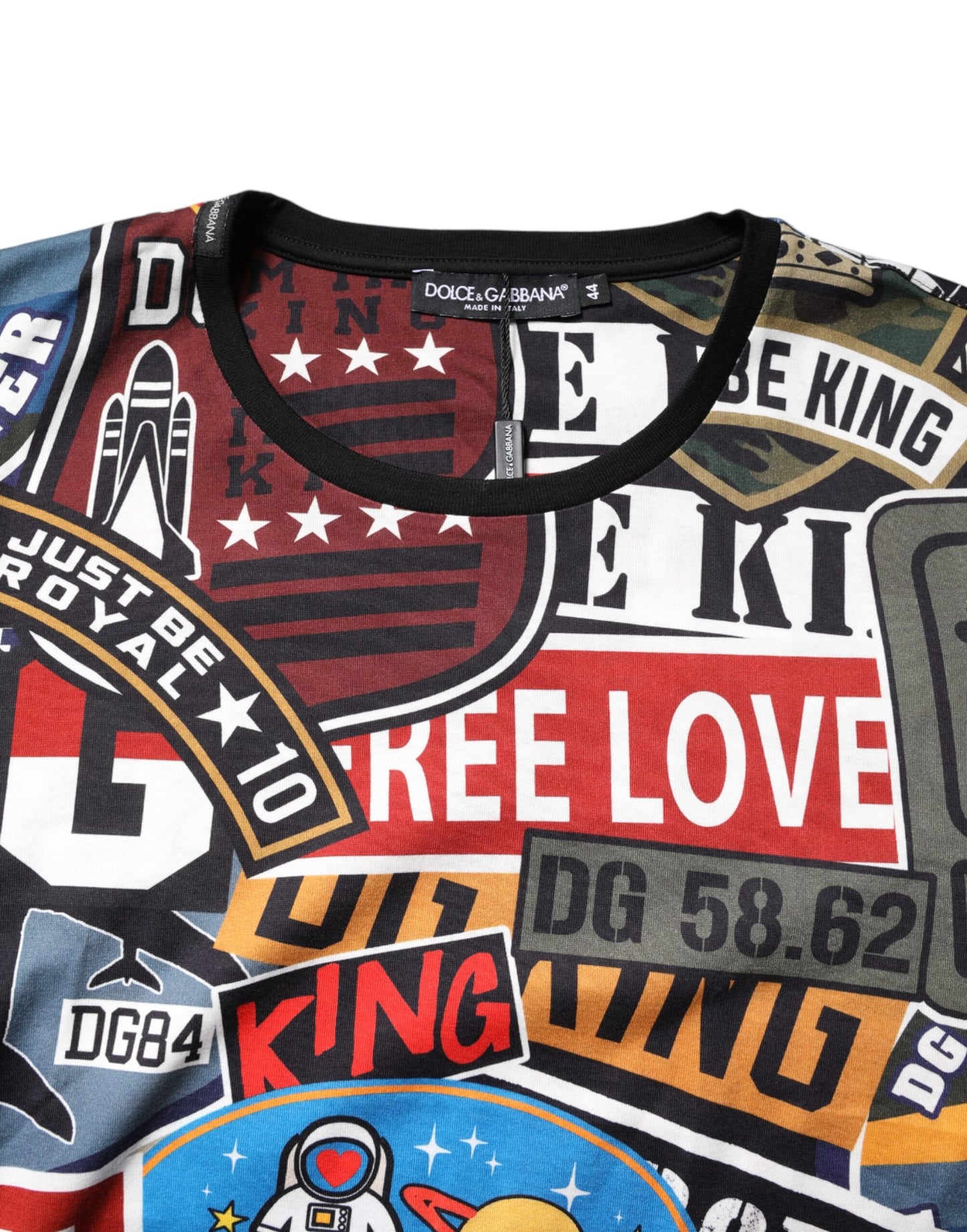 Multicolor Patchwork Cotton Crew Neck T-shirt-Dolce & Gabbana-LabelTerrace.com