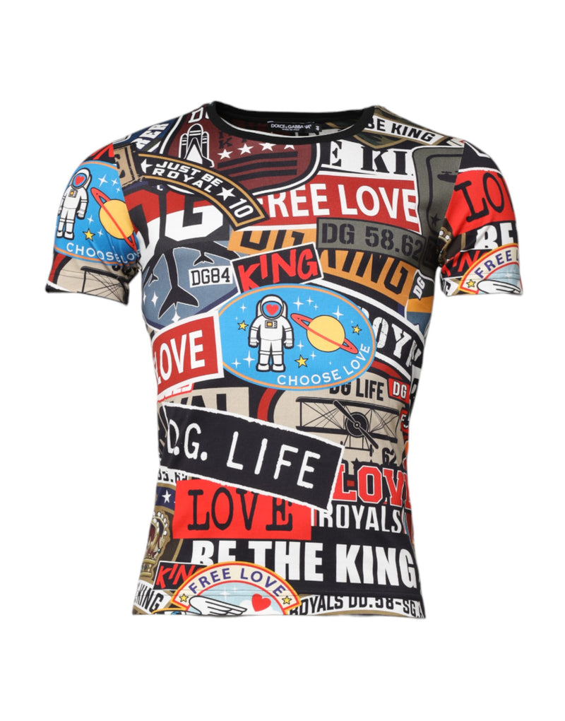 Multicolor Patchwork Cotton Crew Neck T-shirt-Dolce & Gabbana-LabelTerrace.com