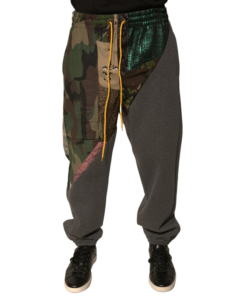 Multicolor Patchwork Cotton Jogger Sweatpants Pants-Dolce & Gabbana-LabelTerrace.com