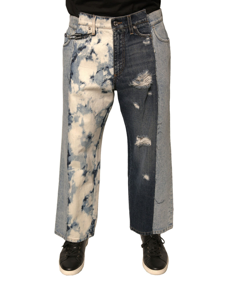 Multicolor Patchwork Cotton Straight Men Denim Jeans-Dolce & Gabbana-LabelTerrace.com