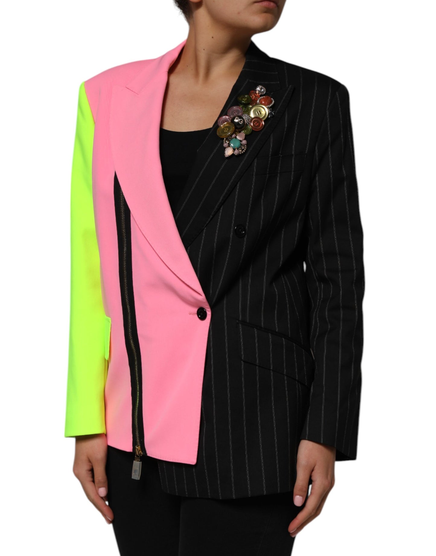 Multicolor Patchwork Embellished Coat Jacket-Dolce & Gabbana-LabelTerrace.com
