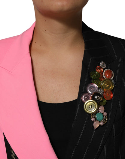 Multicolor Patchwork Embellished Coat Jacket-Dolce & Gabbana-LabelTerrace.com