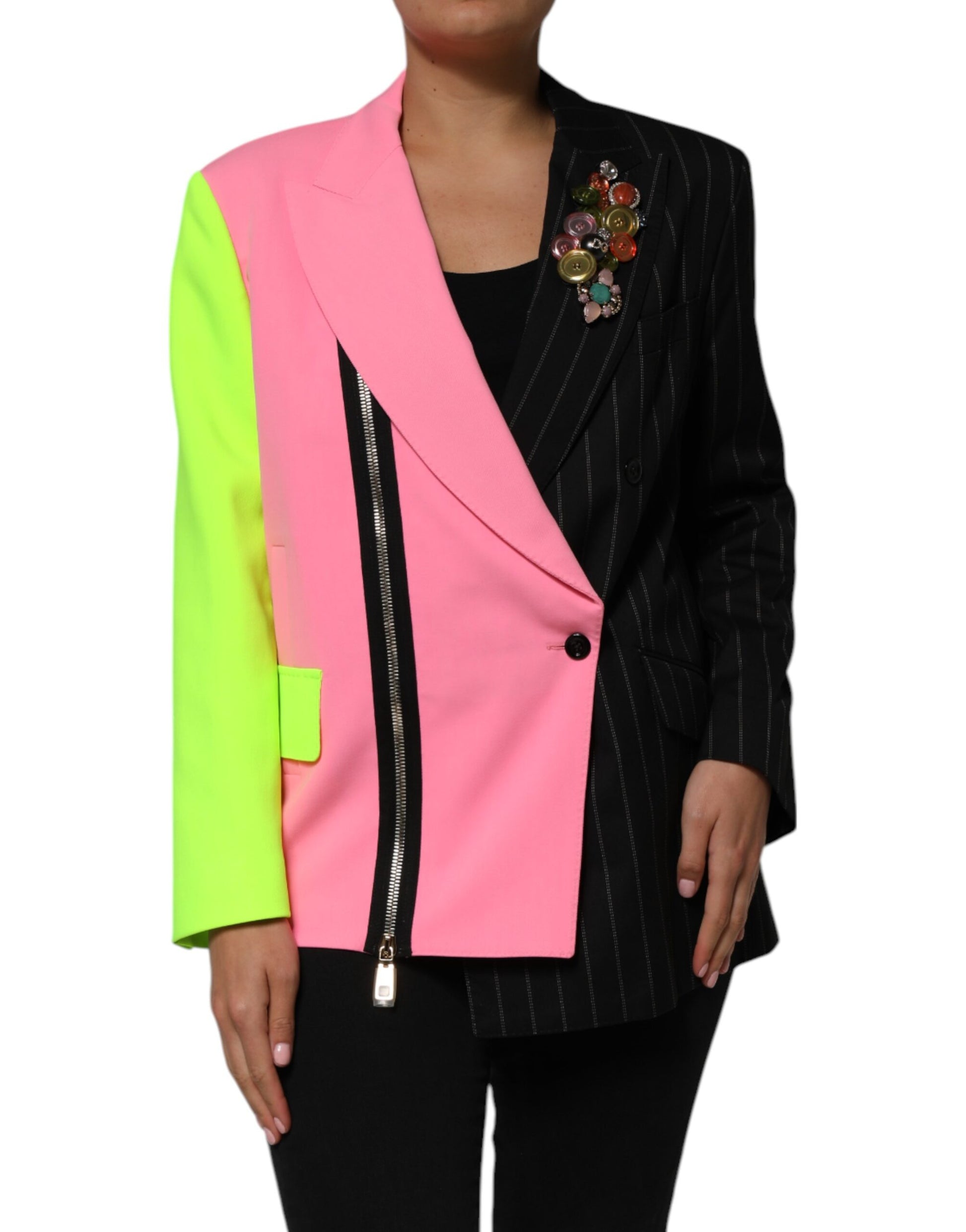 Multicolor Patchwork Embellished Coat Jacket-Dolce & Gabbana-LabelTerrace.com