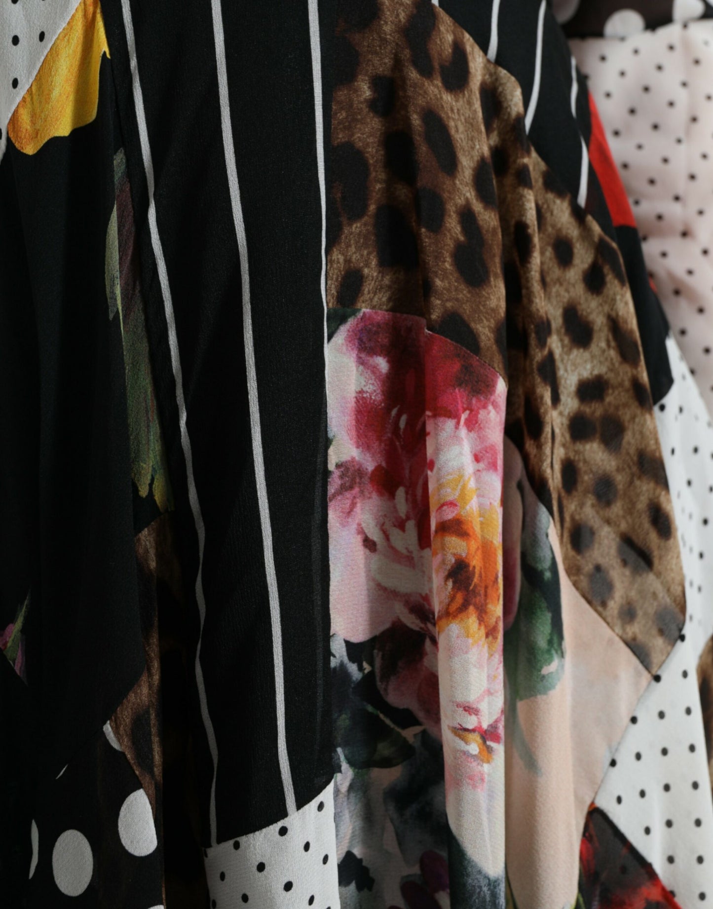 Flerfarvet Patchwork Blomster Leopard Kjole