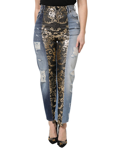 Multicolor Patchwork High Waist Denim Jeans-Dolce & Gabbana-LabelTerrace.com