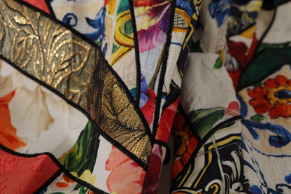 Multicolor Patchwork Jacquard High Waist Pants-Dolce & Gabbana-LabelTerrace.com