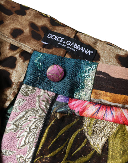Multicolor Patchwork Jacquard High Waist Pants-Dolce & Gabbana-LabelTerrace.com