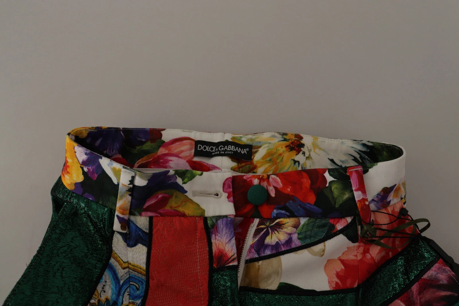 Multicolor Patchwork Jacquard High Waist Pants-Dolce & Gabbana-LabelTerrace.com