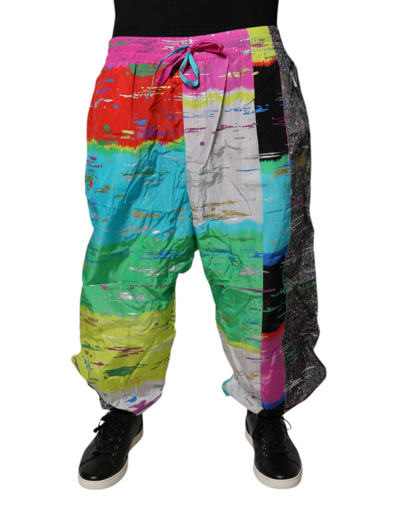 Multicolor Patchwork Mid Waist Sweatpants Pants-Dolce & Gabbana-LabelTerrace.com