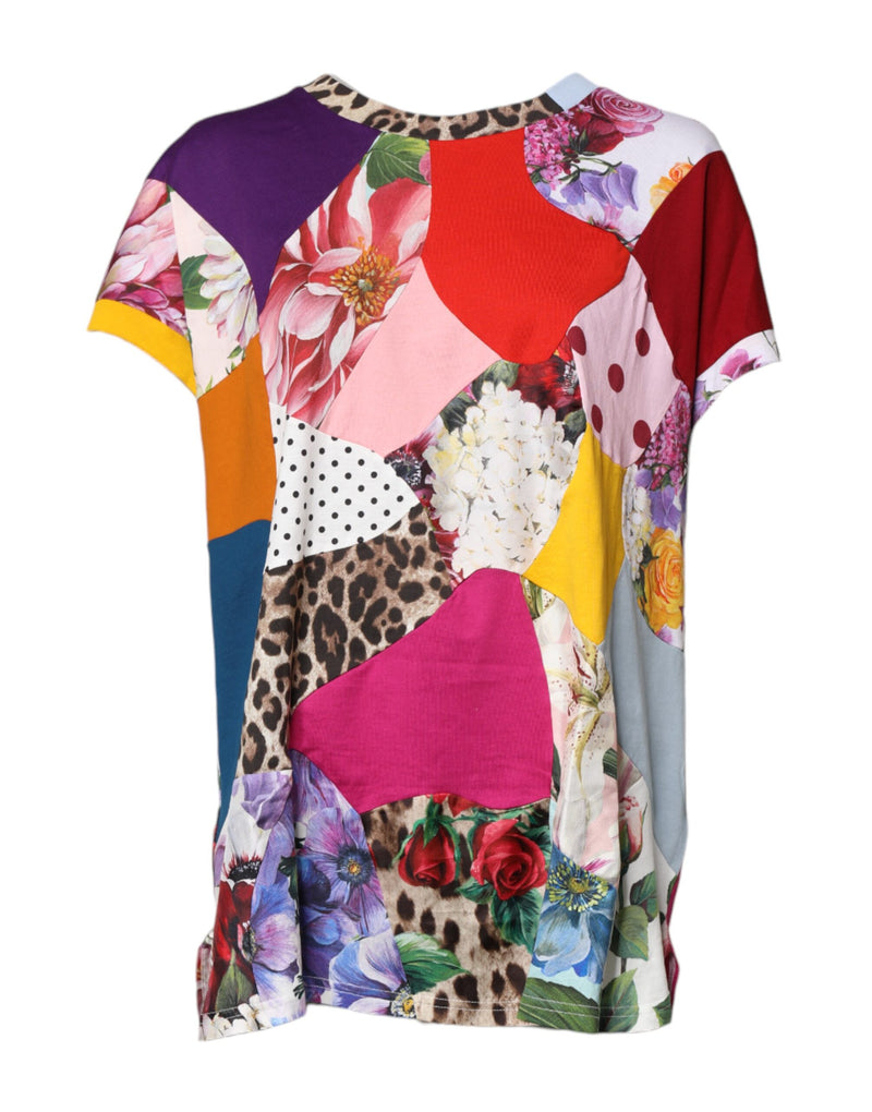 Multicolor Patchwork Short Sleeve Blouse Top-Dolce & Gabbana-LabelTerrace.com