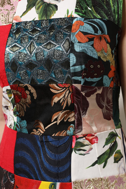Multicolor Patchwork Sleeveless Sheath Dress-Dolce & Gabbana-LabelTerrace.com