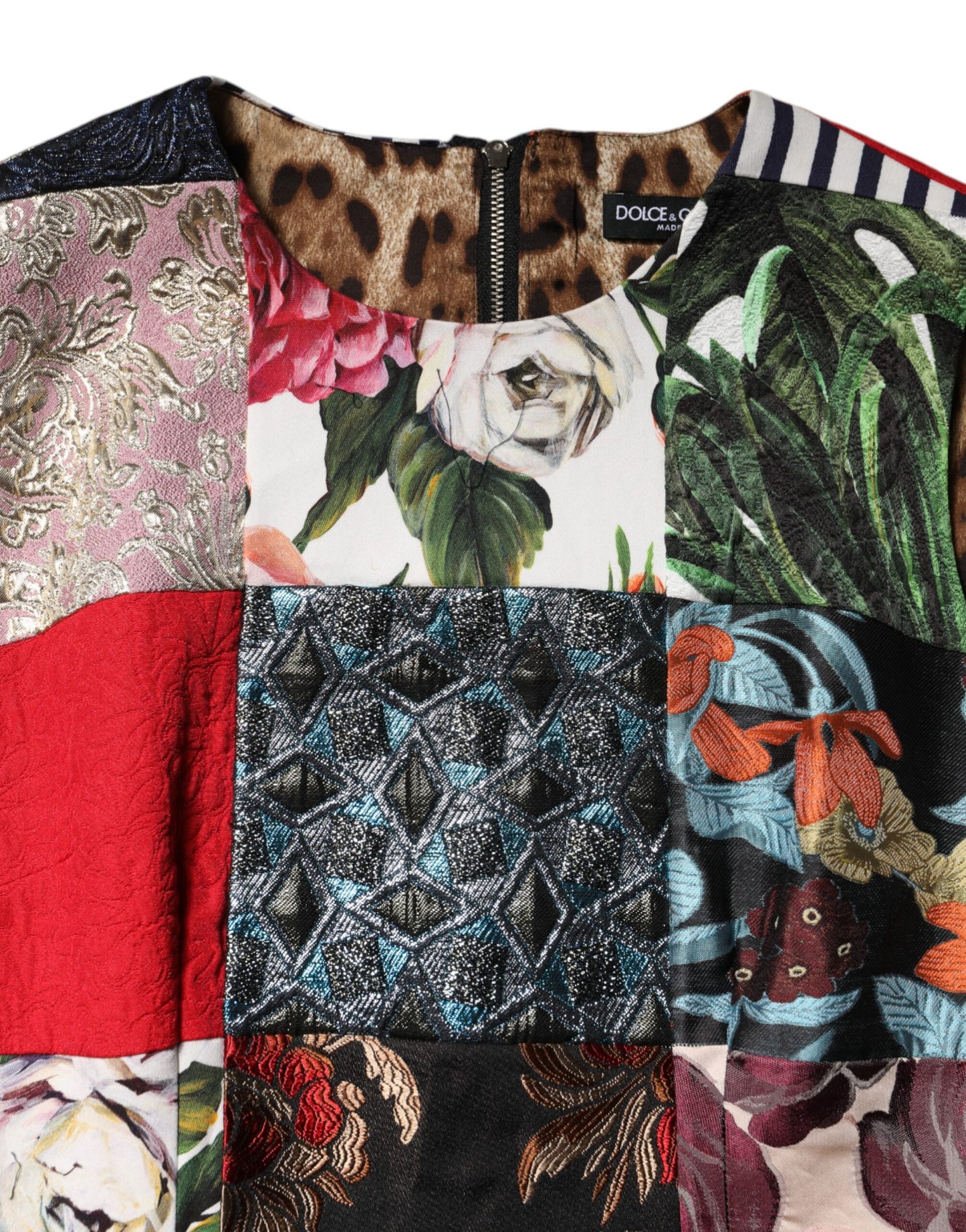 Multicolor Patchwork Sleeveless Sheath Dress-Dolce & Gabbana-LabelTerrace.com