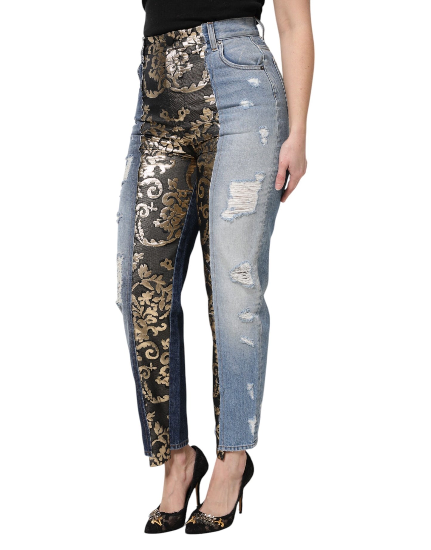 Multicolor Patchwork Tapered Denim Jeans-Dolce & Gabbana-LabelTerrace.com