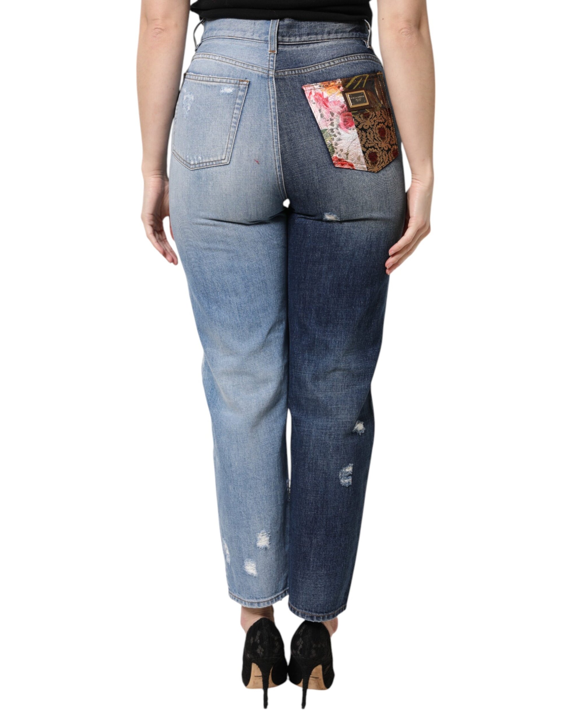 Multicolor Patchwork Tapered Denim Jeans-Dolce & Gabbana-LabelTerrace.com