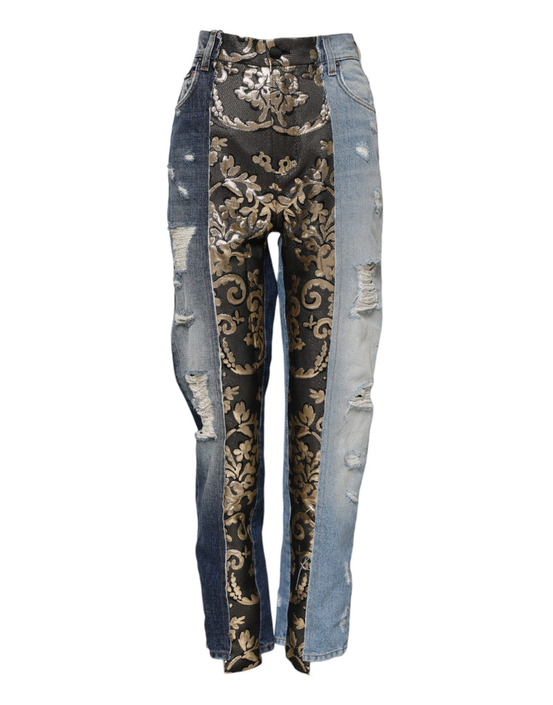 Multicolor Patchwork Tapered Denim Jeans-Dolce & Gabbana-LabelTerrace.com