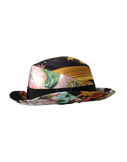 Multicolor Patchwork Women Fedora Wide Brim Hat-Dolce & Gabbana-LabelTerrace.com