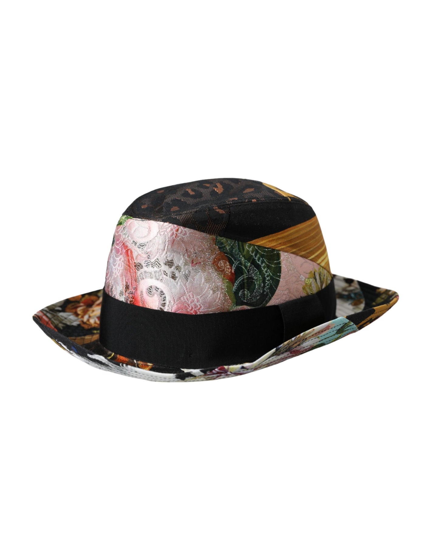 Multicolor Patchwork Women Fedora Wide Brim Hat-Dolce & Gabbana-LabelTerrace.com