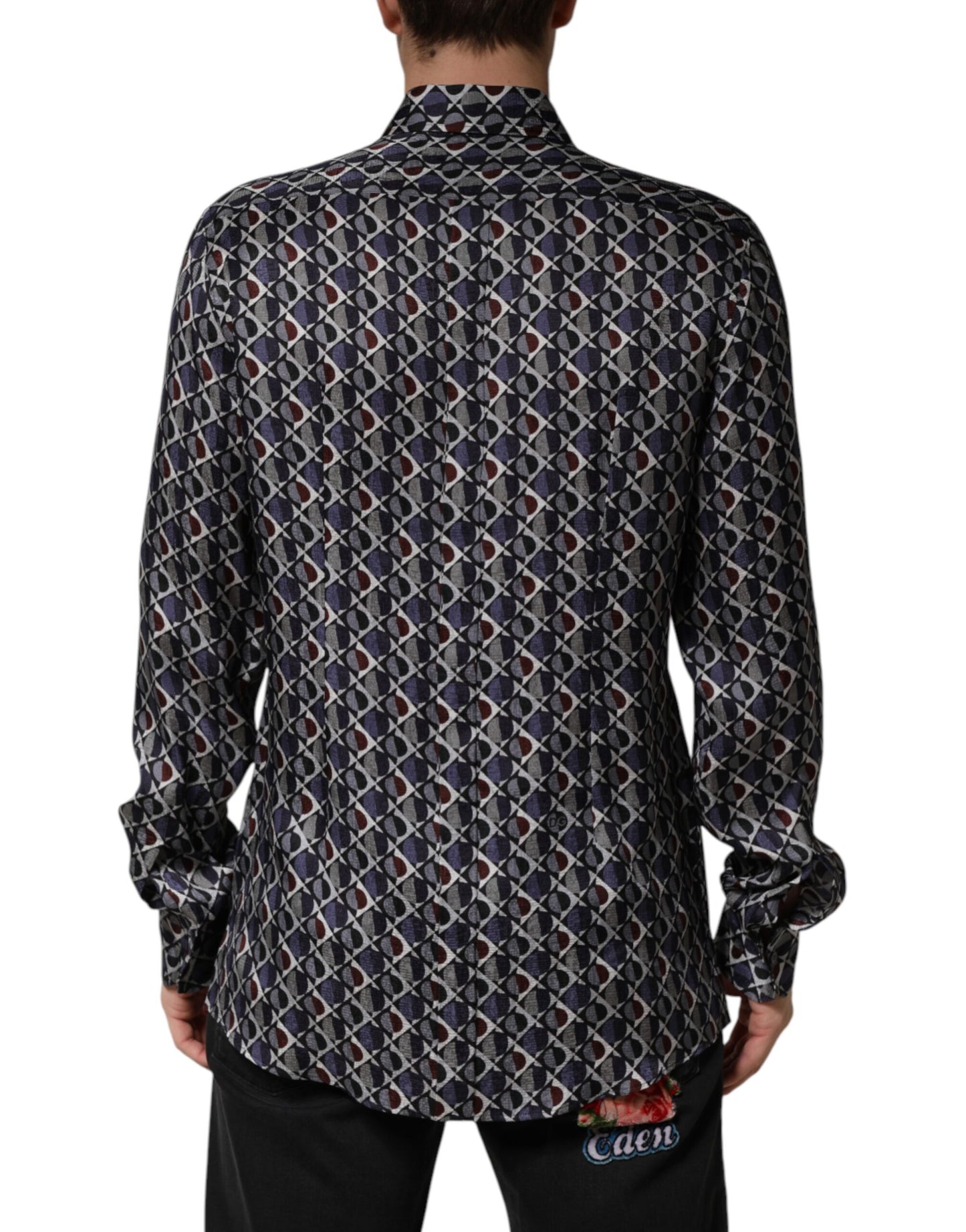 Multicolor Patterned Collared GOLD Men Dress Shirt