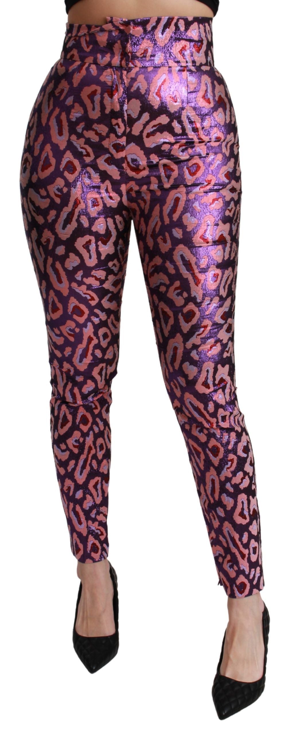 Multicolor Patterned Cropped High Waist Pants-Dolce & Gabbana-LabelTerrace.com