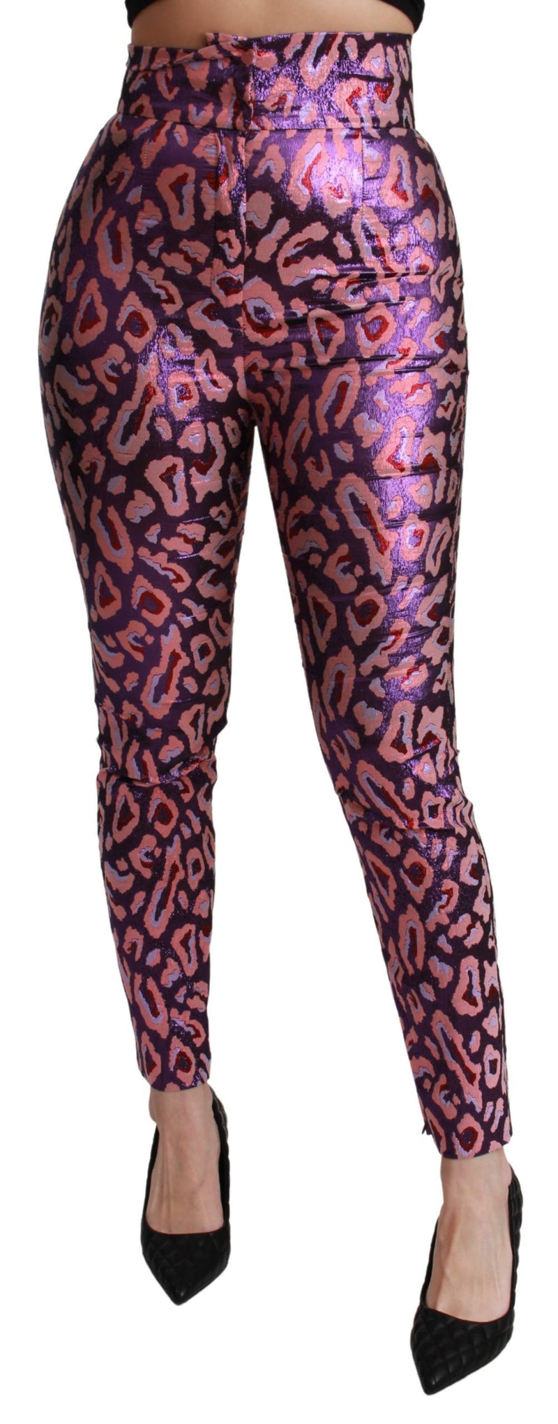 Multicolor Patterned Cropped High Waist Pants-Dolce & Gabbana-LabelTerrace.com