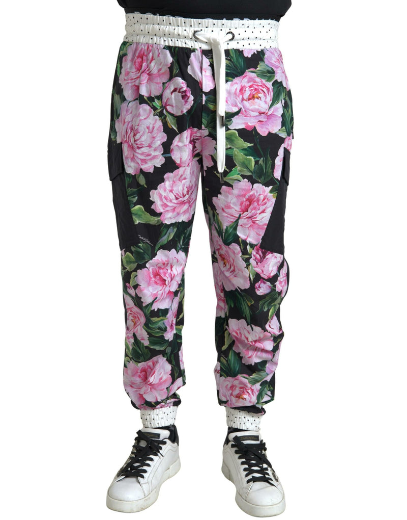 Multicolor Peony Joggers Cotton Men Pants-Dolce & Gabbana-LabelTerrace.com