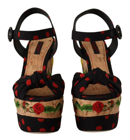 Multicolor Platform Wedges Sandals Charmeuse Shoes-Dolce & Gabbana-LabelTerrace.com