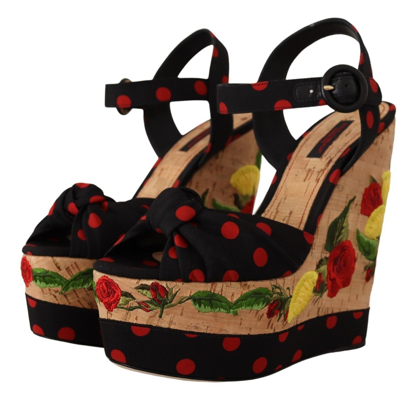 Multicolor Platform Wedges Sandals Charmeuse Shoes-Dolce & Gabbana-LabelTerrace.com