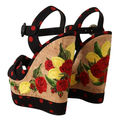Multicolor Platform Wedges Sandals Charmeuse Shoes-Dolce & Gabbana-LabelTerrace.com