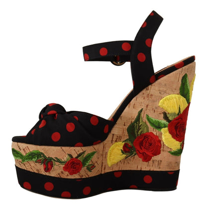 Multicolor Platform Wedges Sandals Charmeuse Shoes-Dolce & Gabbana-LabelTerrace.com