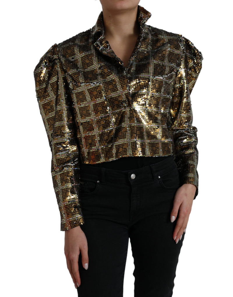 Multicolor Polyester Sequined Cropped Jacket-Dolce & Gabbana-LabelTerrace.com