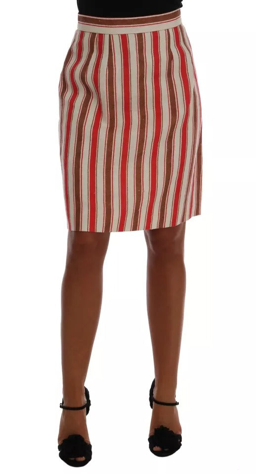 Multicolor Portofino Stripes Cotton Midi Skirt-Dolce & Gabbana-LabelTerrace.com