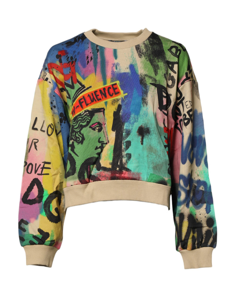 Multicolor Print Cotton Pullover Sweater-Dolce & Gabbana-LabelTerrace.com