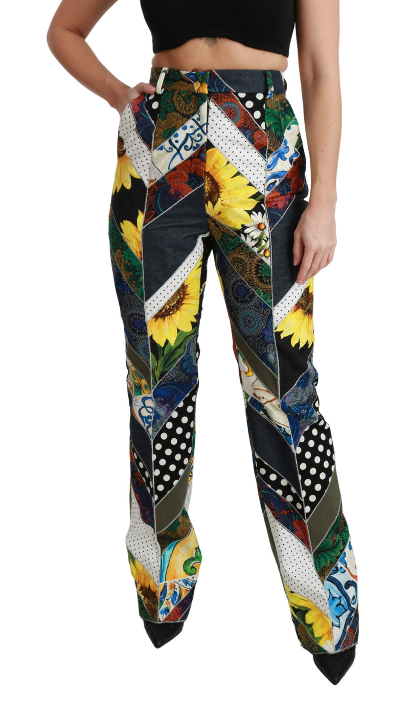 Multicolor Print High Waist Straight Pants-Dolce & Gabbana-LabelTerrace.com