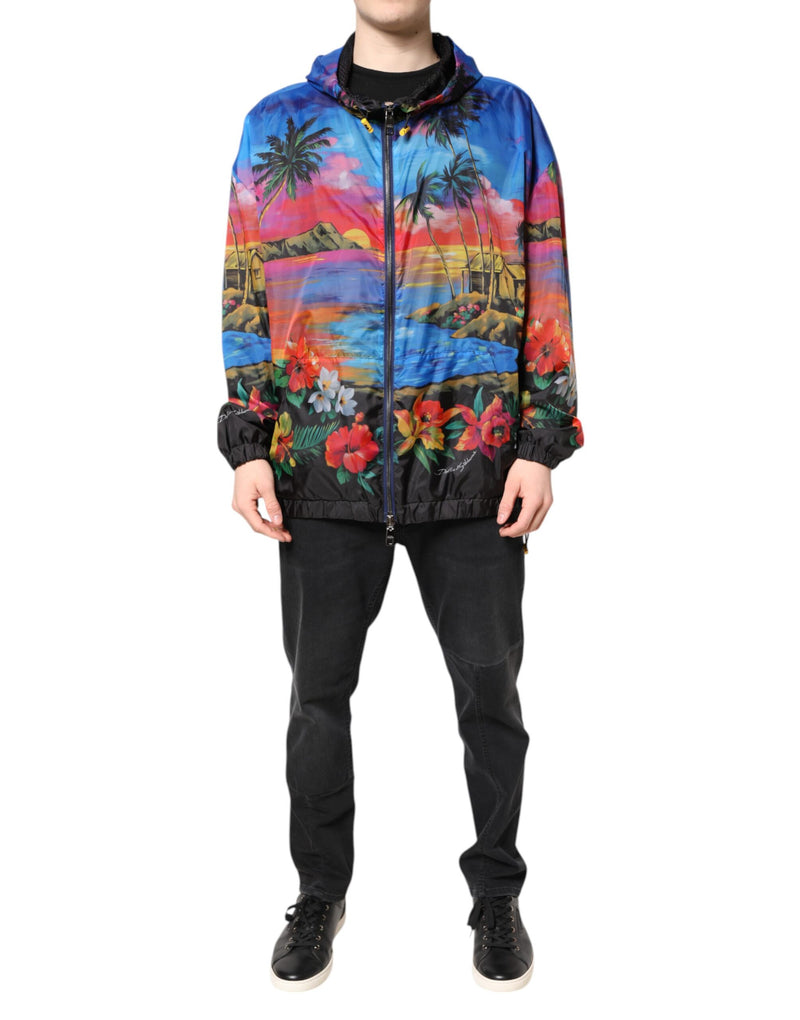 Multicolor Print Hooded Windbreaker Jacket-Dolce & Gabbana-LabelTerrace.com