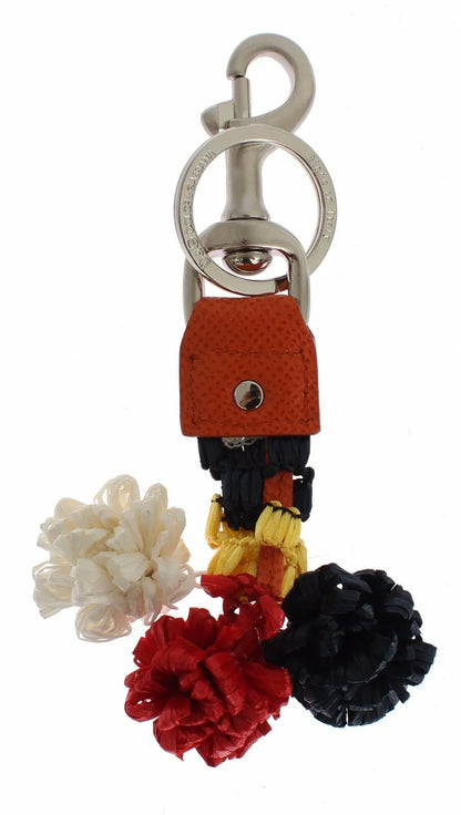 Multicolor Raffia Leather Clasp Finder Chain Keyring-Dolce & Gabbana-LabelTerrace.com