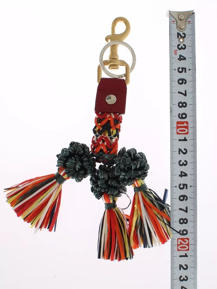 Multicolor Raffia Leather Clasp Finder Chain Keyring-Dolce & Gabbana-LabelTerrace.com