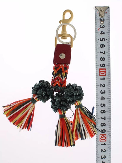 Multicolor Raffia Leather Clasp Finder Chain Keyring-Dolce & Gabbana-LabelTerrace.com