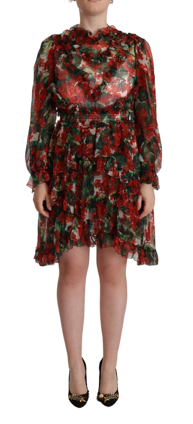 Multicolor Red Floral Silk Long Maxi Dress-Dolce & Gabbana-LabelTerrace.com