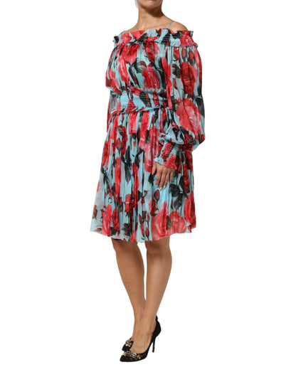 Multicolor Romantic Floral Silk Chiffon Dress-Dolce & Gabbana-LabelTerrace.com