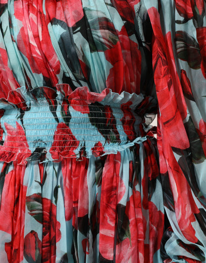 Multicolor Romantic Floral Silk Chiffon Dress-Dolce & Gabbana-LabelTerrace.com