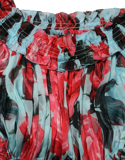 Multicolor Romantic Floral Silk Chiffon Dress-Dolce & Gabbana-LabelTerrace.com