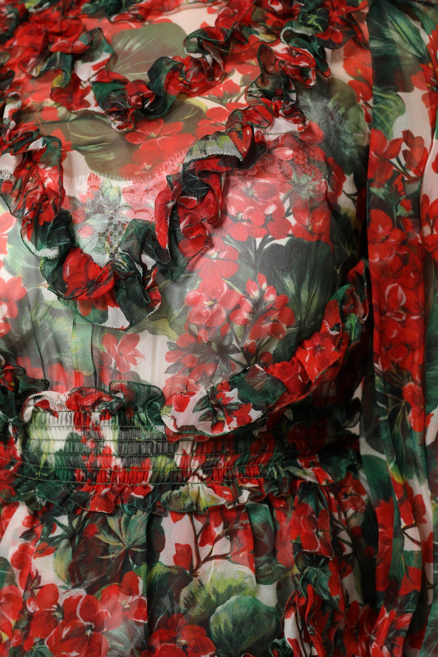 Multicolor Ruffle Floral Long Sleeves Dress-Dolce & Gabbana-LabelTerrace.com