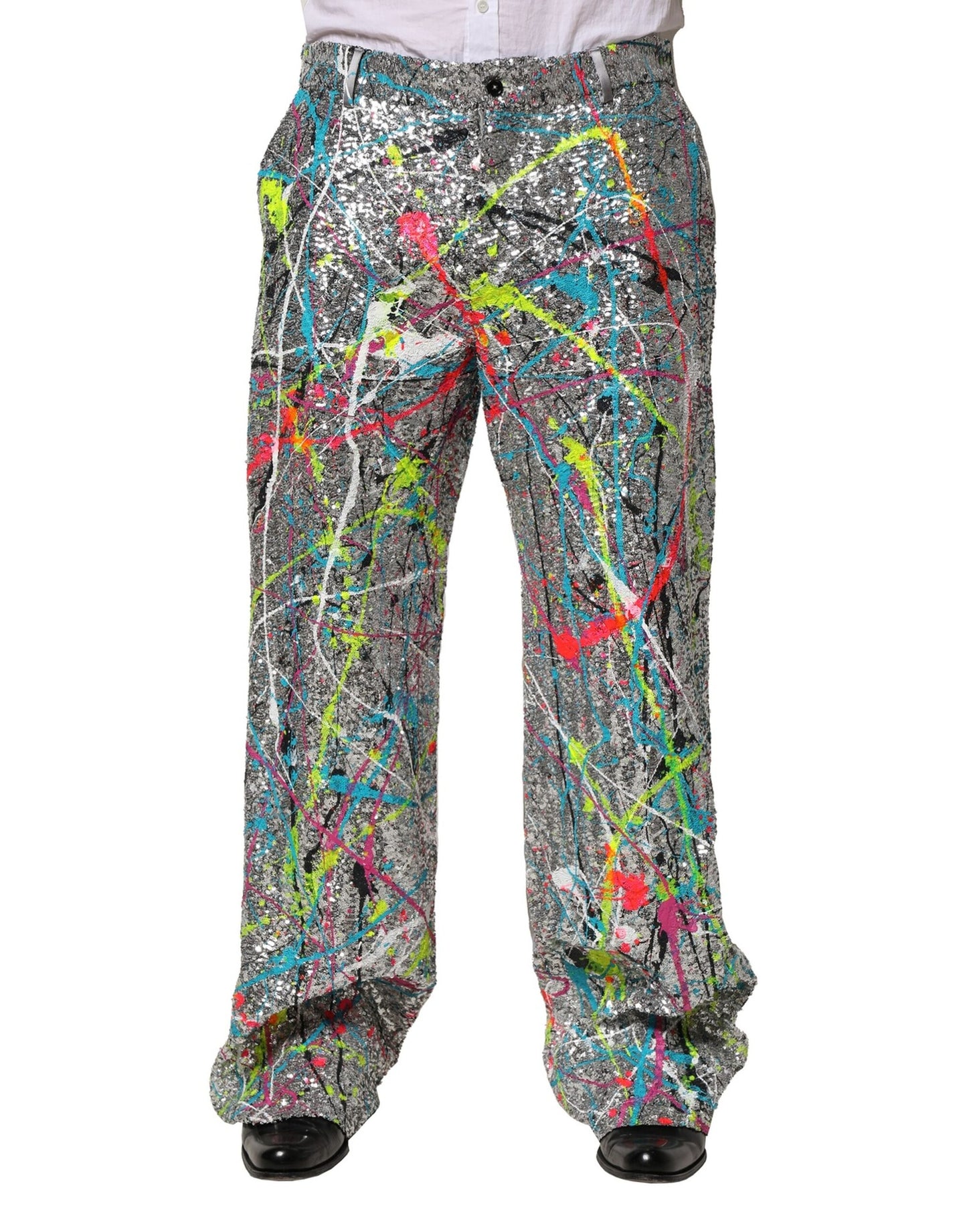 Multicolor Sequined Embellished Pants-Dolce & Gabbana-LabelTerrace.com