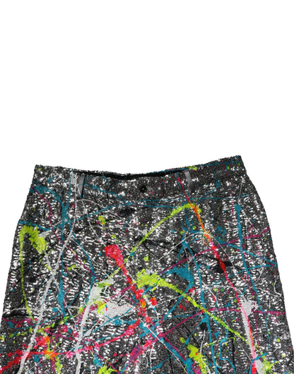 Multicolor Sequined Embellished Pants-Dolce & Gabbana-LabelTerrace.com