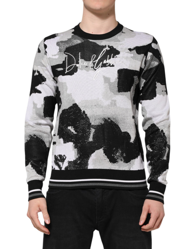 Multicolor Silk Camouflage Pullover Sweater-Dolce & Gabbana-LabelTerrace.com