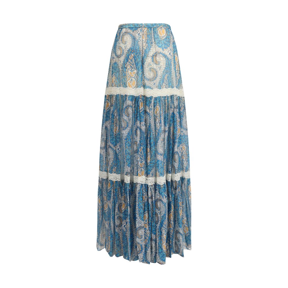 Multicolor Silk Long Skirt