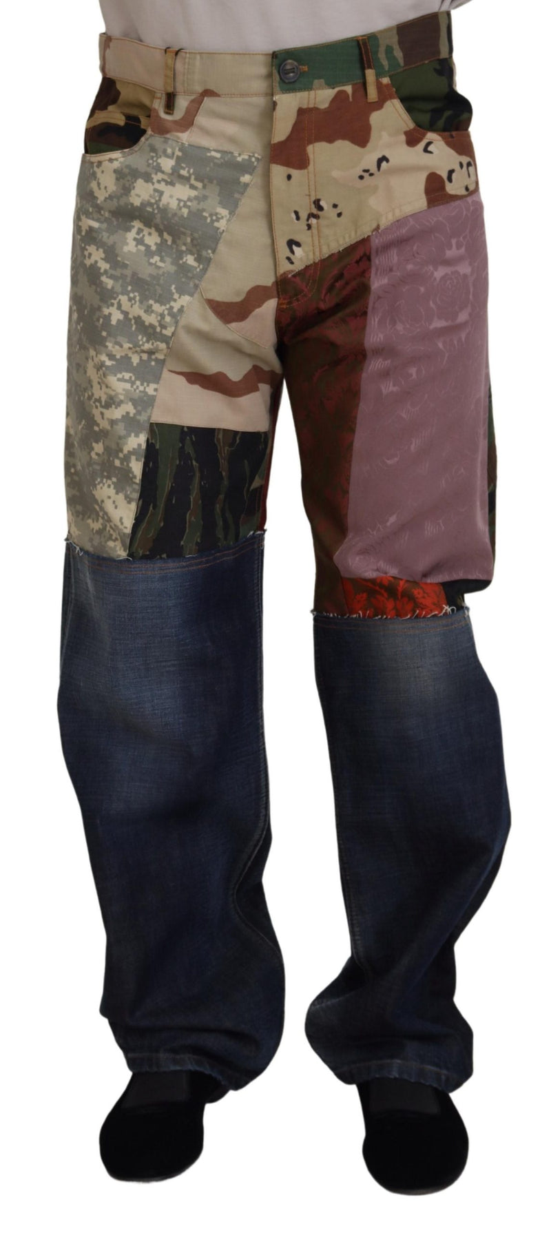 Multicolor Silk Patchwork Men Denim Jeans-Dolce & Gabbana-LabelTerrace.com