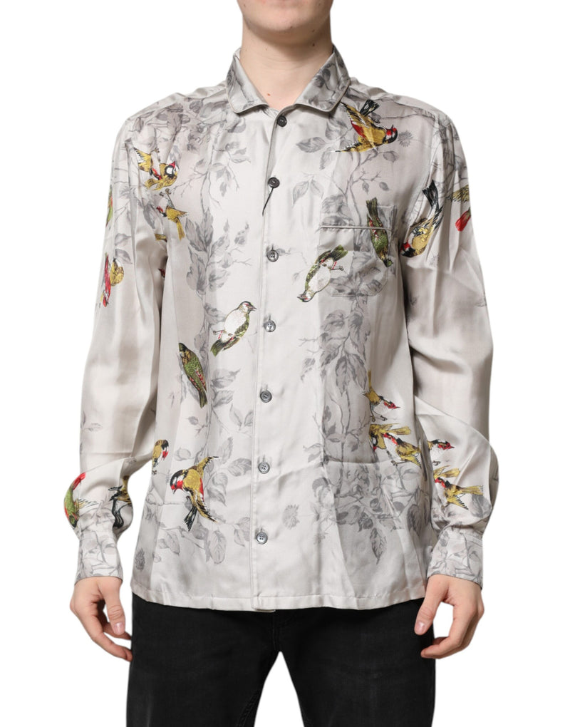 Multicolor Silk Printed Button Down Shirt-Dolce & Gabbana-LabelTerrace.com