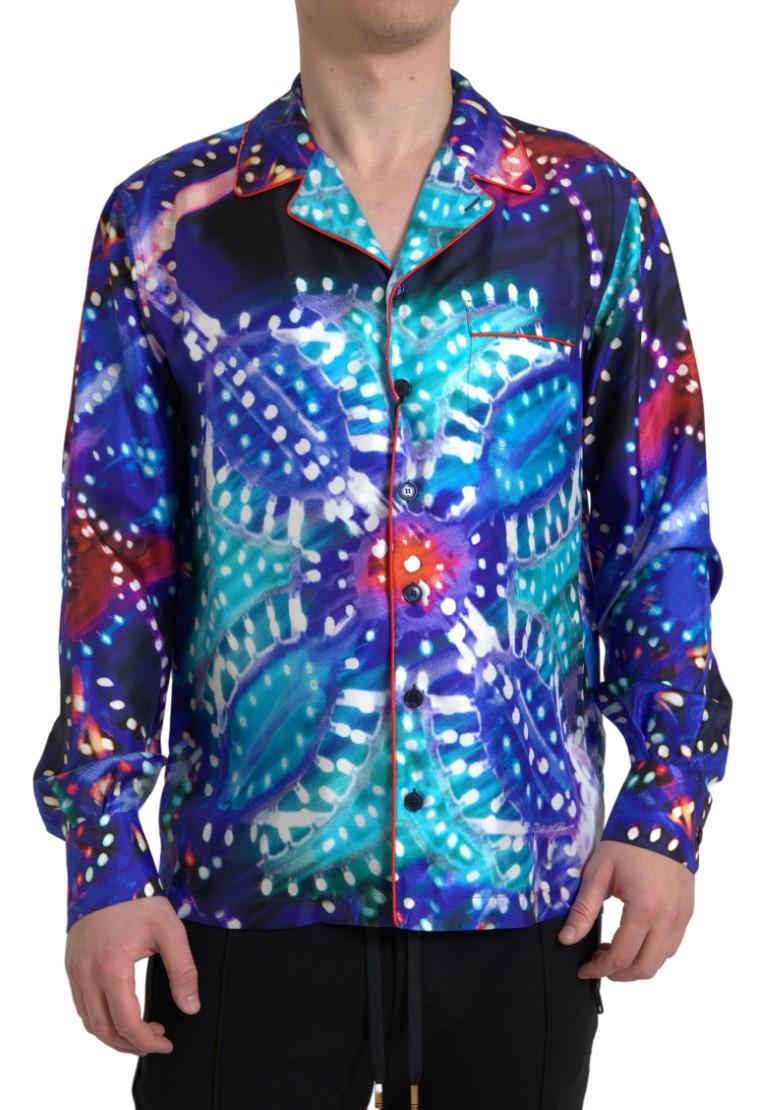 Multicolor Silk Psychedelic Print Men Pajama Shirt-Dolce & Gabbana-LabelTerrace.com